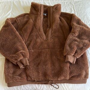 Cozy Brown Sherpa Pullover